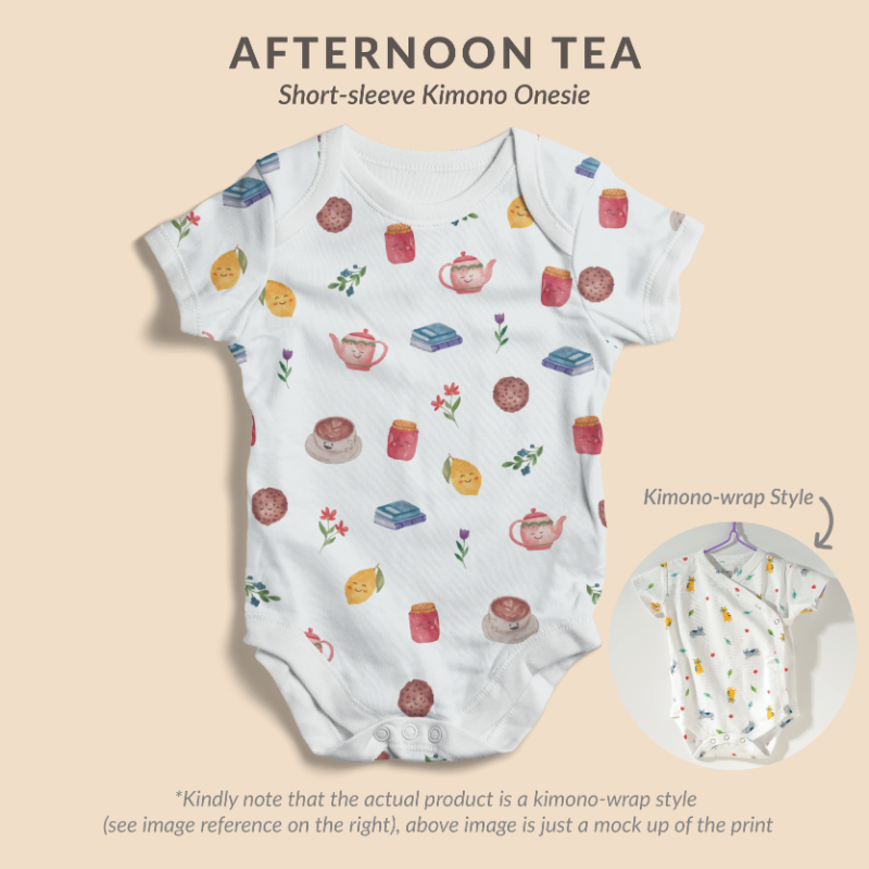 Happyrei Kimono Onesies Short Sleeve - Afternoon Tea